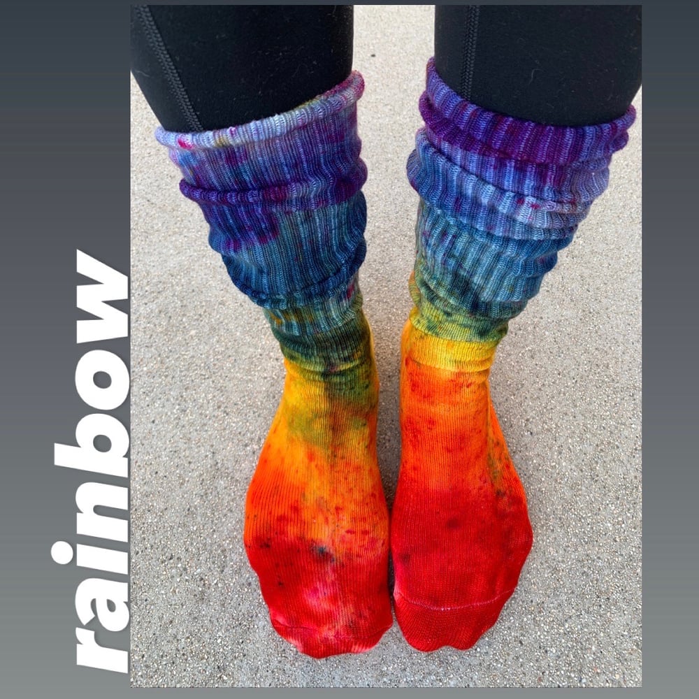 Image of hand dyed adult bamboo socks