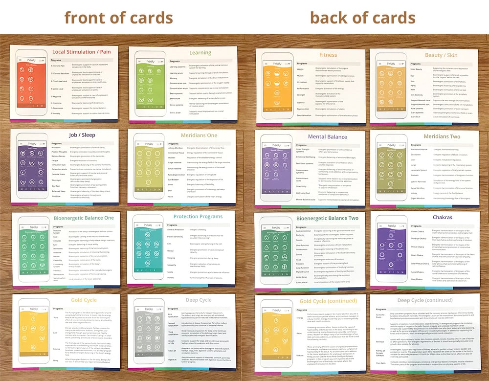 Healy Program Reference Cards 