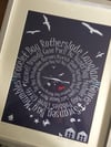 Love Gower A3  print in Navy