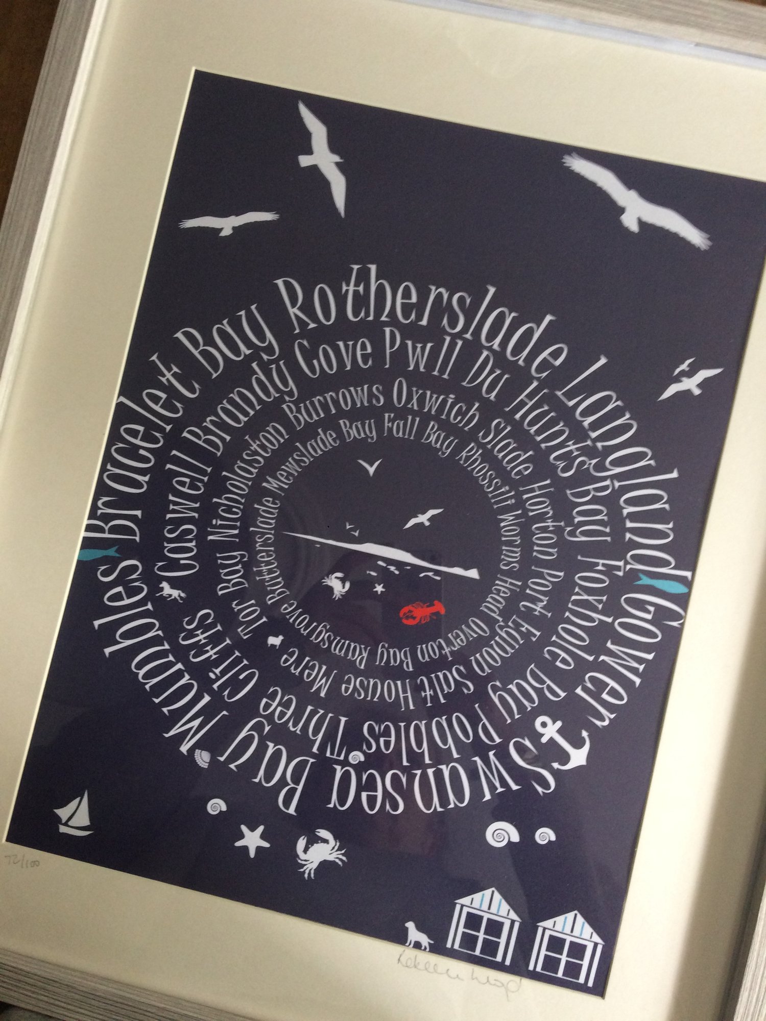 Image of Love Gower A3  print in Navy