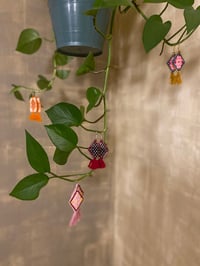 Image 2 of Embroidered orange/red high vibes earrings