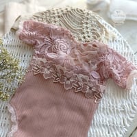 Image 3 of Photo props | newborn romper - Sophia - dusty pink