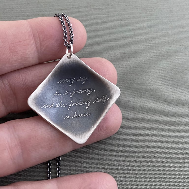 Sterling Silver Journey Necklace, Basho Quote