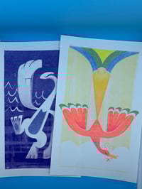 Image 2 of Lugia & Ho-Oh Risograph prints w/ FREE GOLD EDITION PRINT