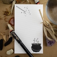 Image 1 of "No Toil, No Trouble" Cauldron & Wand Notepad