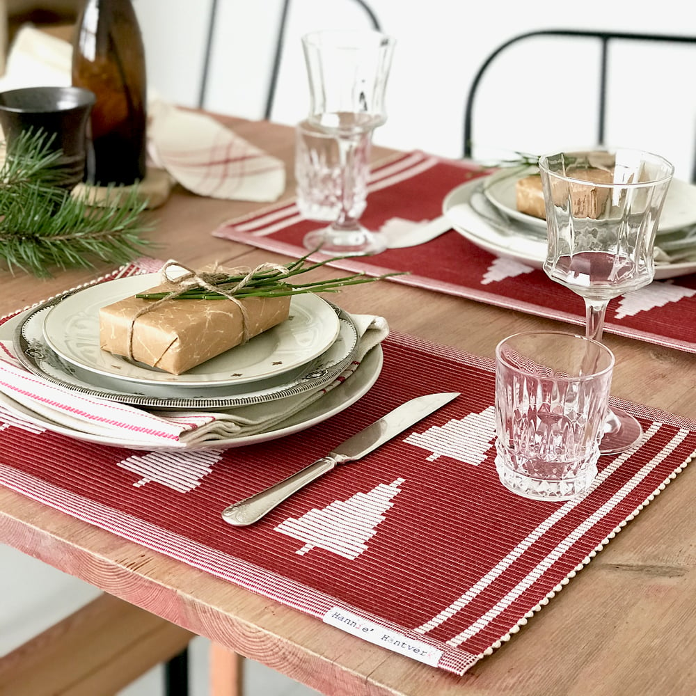 Image of Placemat Gran - red & white 