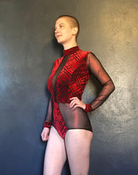 Image 3 of Red Velvet Cutout Bodysuit 