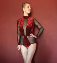 Image 1 of Red Velvet Cutout Bodysuit 