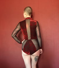 Image 2 of Red Velvet Cutout Bodysuit 