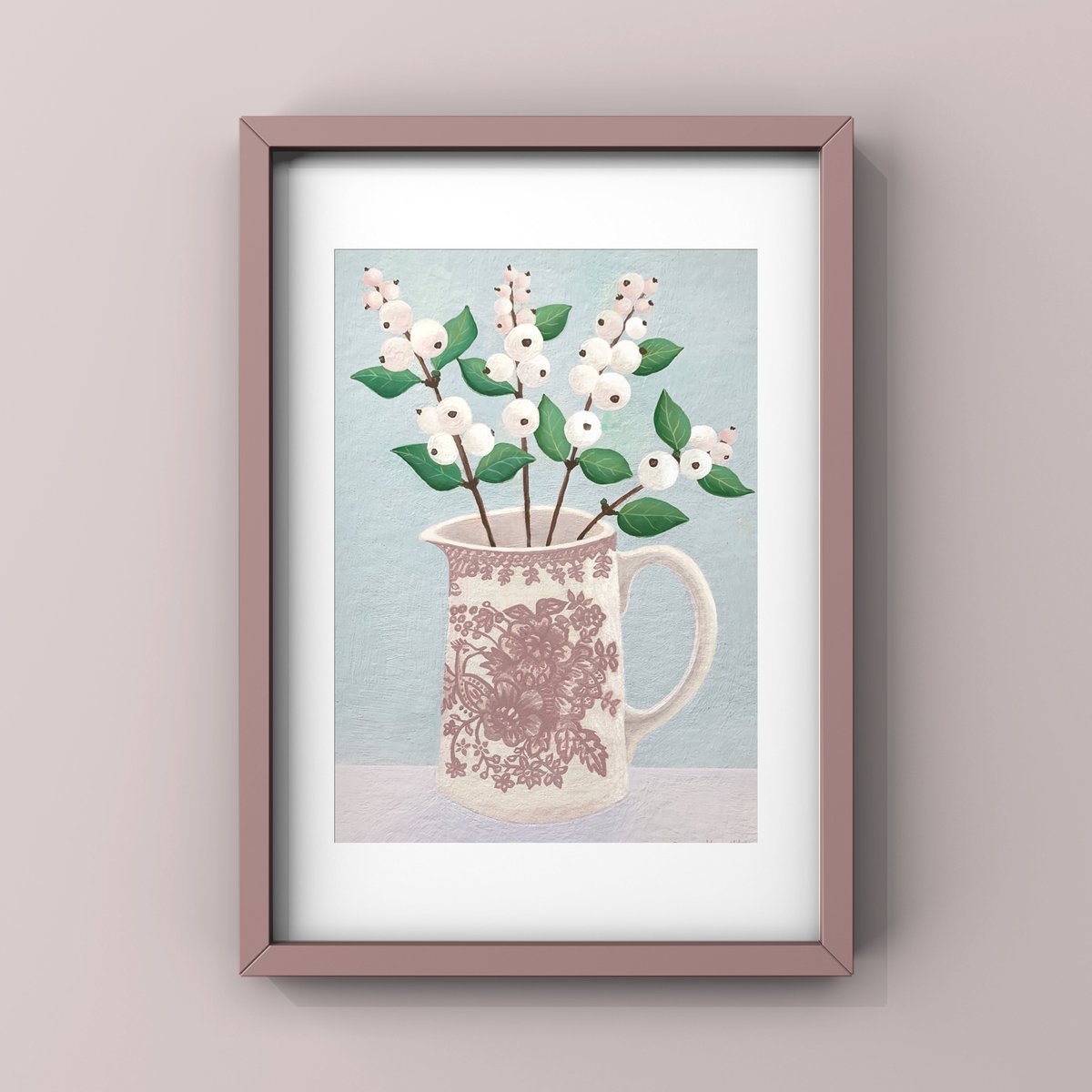 Snowberries in Pheasant Jug Print & Cards