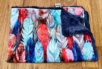 Image 1 of Feathers - Navy, red, turquoise with Navy Luxe Backing