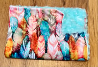 Image 2 of Feather's in Pinks, turquoise, greens and gold