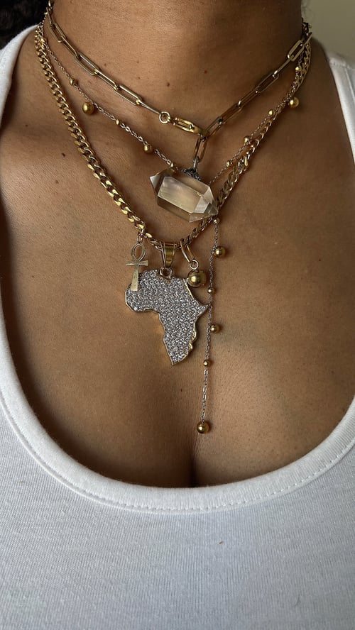 Image of FLOURISH • CZ Ankh and Africa Necklace