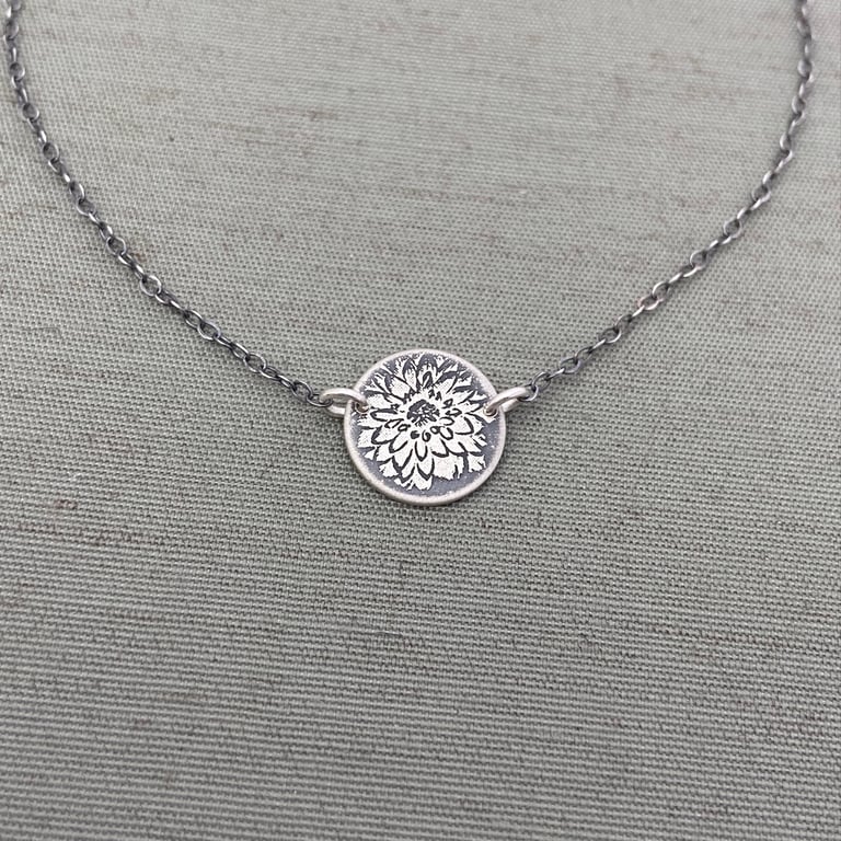 Tiny Sterling Silver Dahlia Necklace