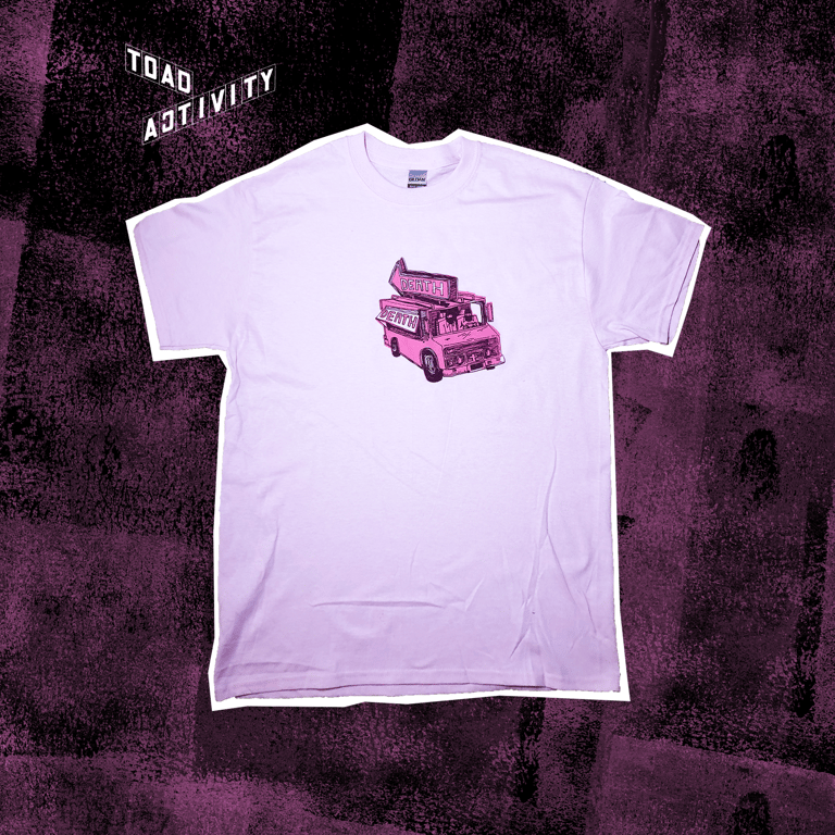 DEATH TRUCK T-shirt - RED + PINK on LIGHT PINK 