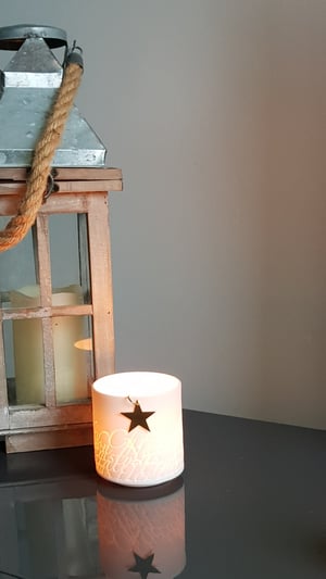 Image of Script Tealight Holder with Brass Star Charm 