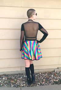 Image 3 of Rainbow Striped Skater Skirt (with pockets) 