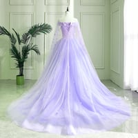 Image 3 of Charming Lavender Tulle Off Shoulder with Flower Formal Gown, Sweet 16 Dress