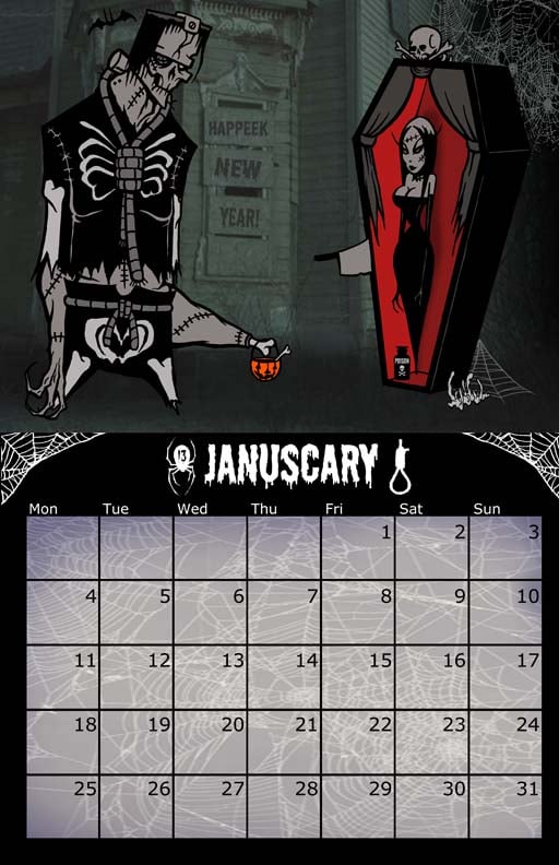 2021 SPOOKY WALL CALENDARS 2 left TOXICTOONS