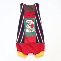 Image 1 of christmas cat kitty xmas holiday 5/6 pieced romper courtneycourtney patchwork shortalls shorts suit
