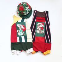 Image 5 of christmas cat kitty xmas holiday 5/6 pieced romper courtneycourtney patchwork shortalls shorts suit
