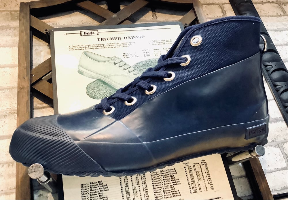 Image of Novesta Rubber sneaker hi navy sneaker shoes made in Slovakia