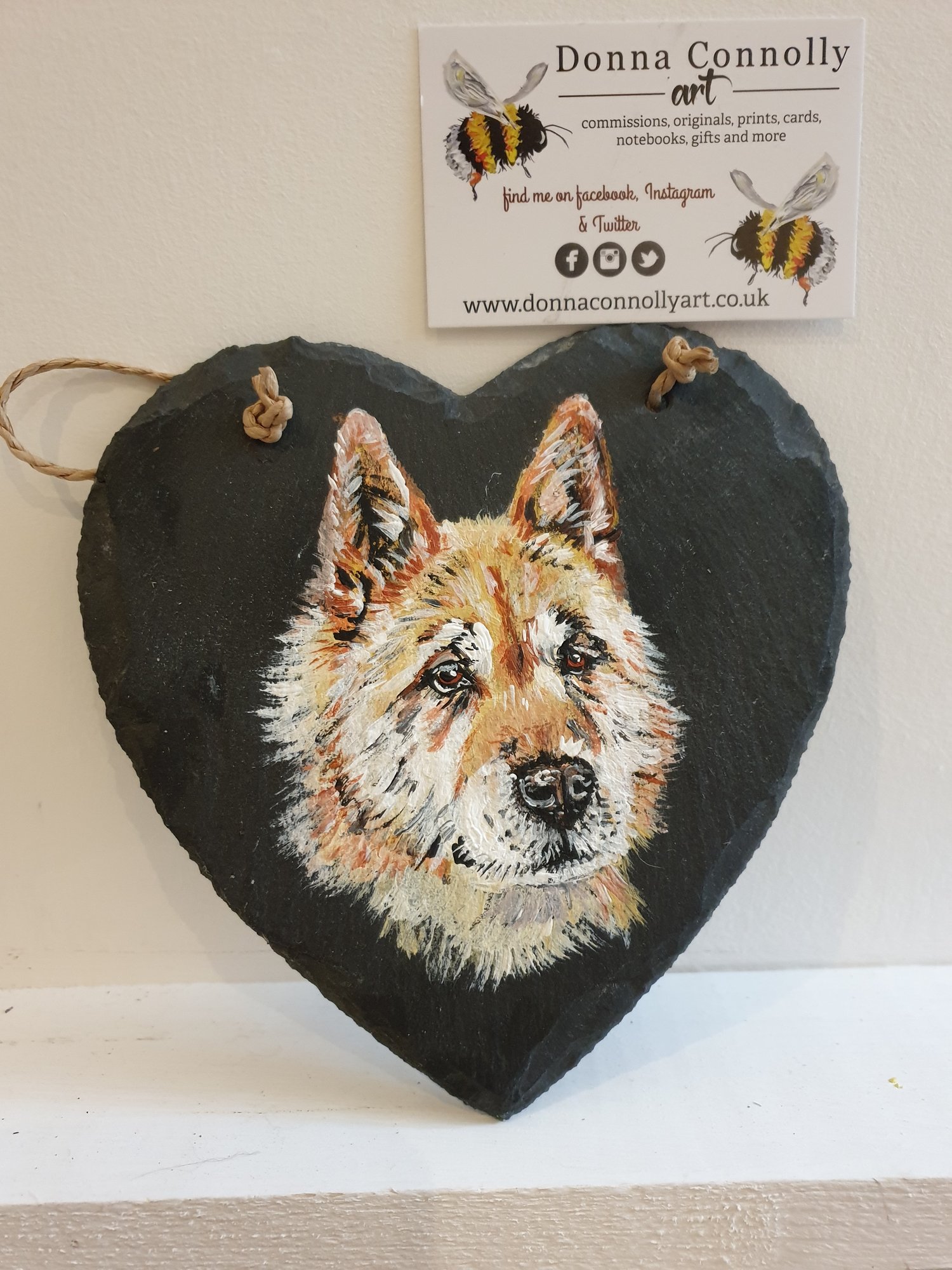 Image of Pet Portrait Commission Slate Heart (Single)