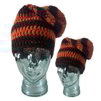 Image 2 of Orange and Brown Slouchy Beanie