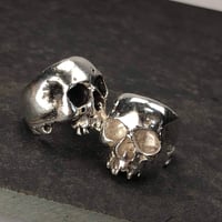 Image 2 of Skull Ring 3, Hand Made, Silver, Custom Gold Teeth Option