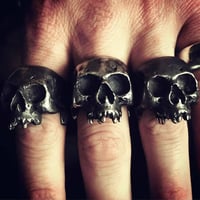 Image 1 of Skull Ring 4, Hand Made, Oxidised Silver, Custom Gold Teeth Option