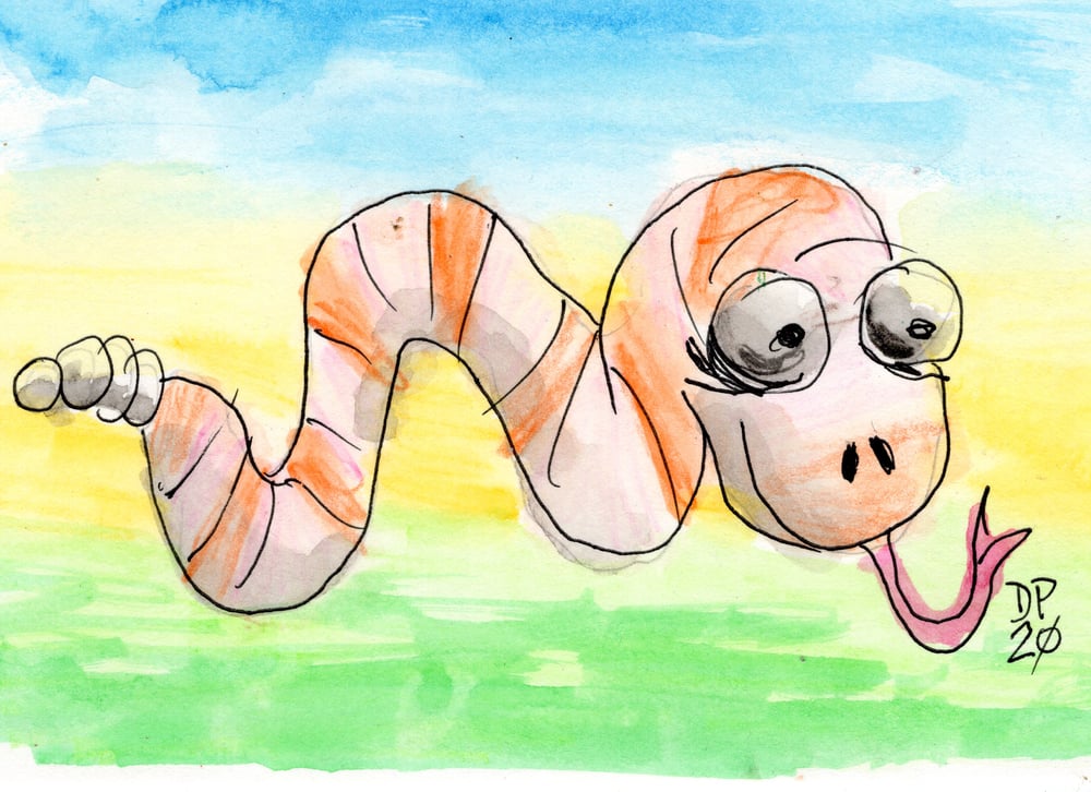 Image of "Yellowstone Rattler" original 4x6 watercolor painting by Dan P.