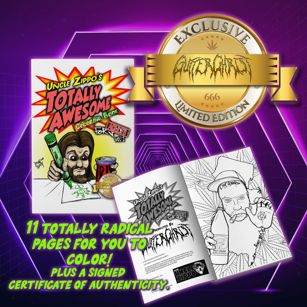 UNCLE ZIPPOS ADULT COLORING BOOK GUTTER CHRIST EXCLUSIVE EDITION ...