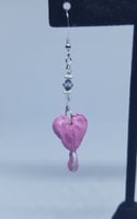 REAL Preserved Bleeding Heart Flower Bud Earrings w/ Swarovski Crystals and Sterling Silver Beads