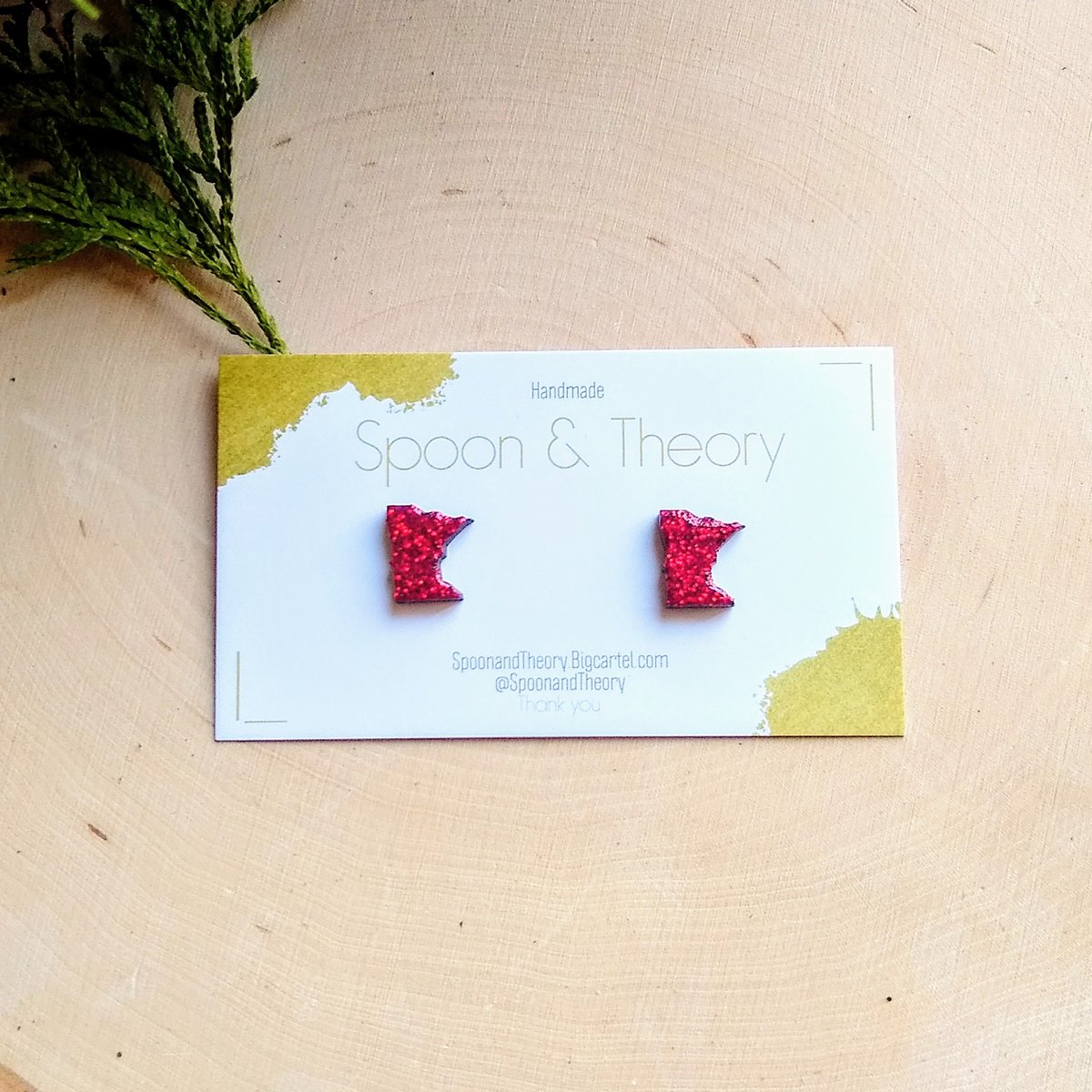 Ruby Red MN Sparkling Stud Earrings Spoon & Theory Handmade
