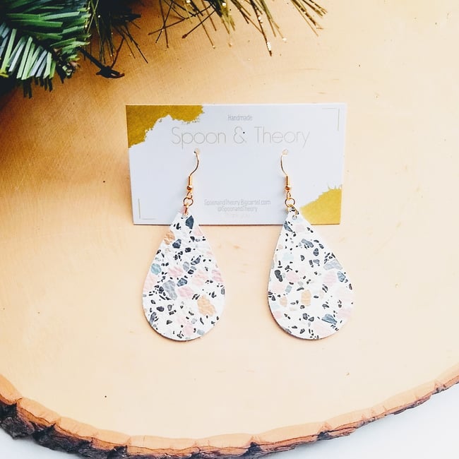 Terrazzo Leather Earrings 😻