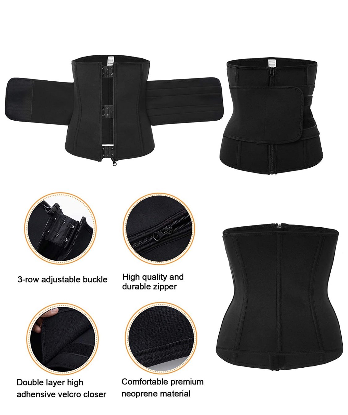 zipper and velcro waist trainer