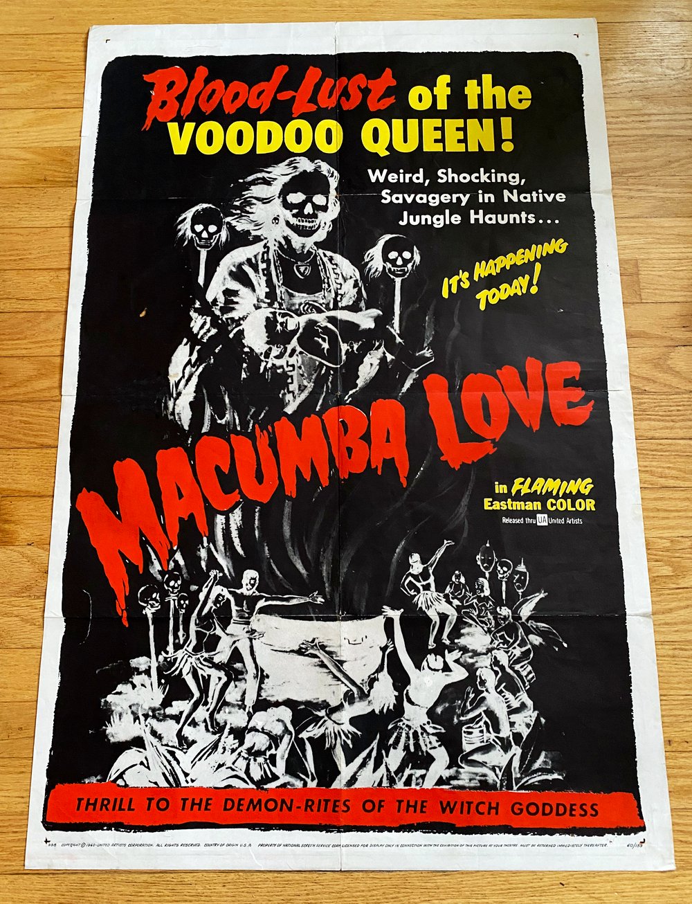 1960 MACUMBA LOVE Original U.S. One Sheet Movie Poster