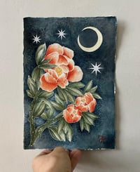 Blossoms during the crescent moon • Ink on cotton paper 