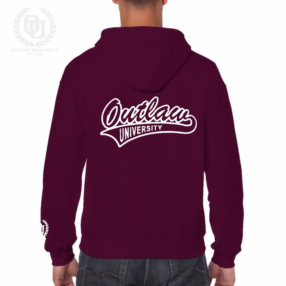 Image of Outlaw Unisex Zip Up Hoodie -Comes in Royal Blue, Forest Green, Irish Green, Orange, Maroon