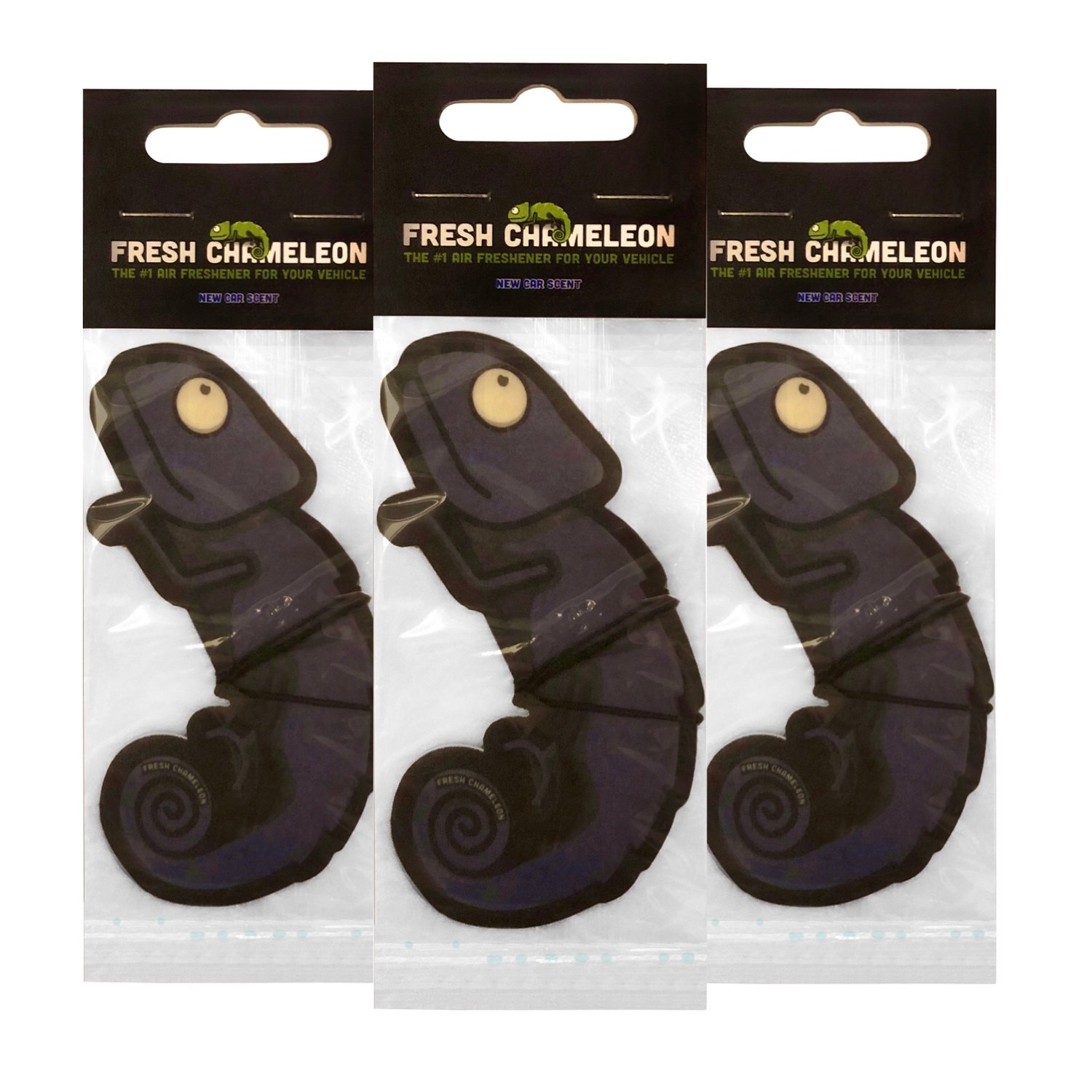 Fresh Chameleon 2D Car Air Freshener (New Car Scent) Pack of 3