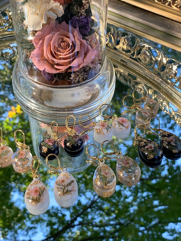 Image of Antique Rose Tear Drop Earrings