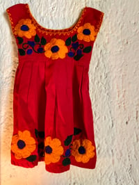 Image 2 of Flower power Baby smock ORANGE & RED