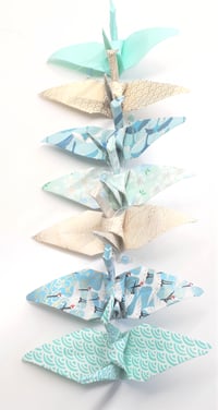 Image 1 of Guirlande Grues Turquoise/Menthe/Or