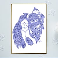 Image 1 of Blue *Wild Woman & Wolf*_A3