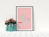 Image 1 of 'You Are Here' - Personalised map of Hackney Borough - pink tone or pink on white