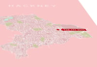 Image 5 of 'You Are Here' - Personalised map of Hackney Borough - pink tone or pink on white