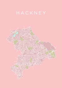 Image 3 of 'You Are Here' - Personalised map of Hackney Borough - pink tone or pink on white