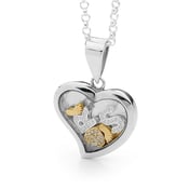 Image of Custom Letters Heart Pendant - Sterling Silver with 9ct Solid Yellow Gold Feet & Heart with Diamonds