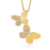 Image of Double Butterfly - Pendant in 9ct Solid Yellow Gold with Diamonds