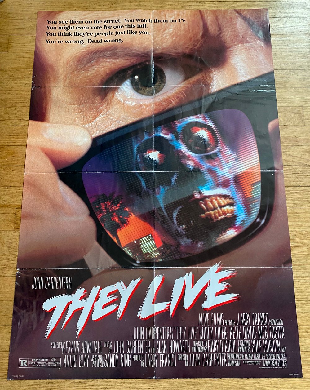 1988 THEY LIVE Original U.S. One Sheet Movie Poster